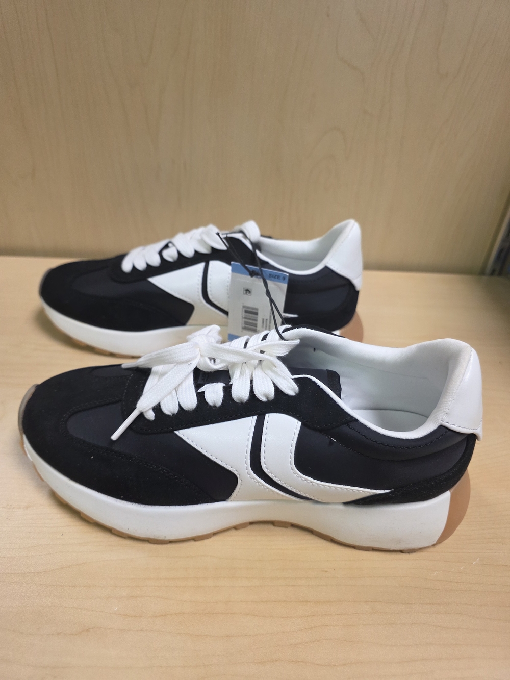 Steve Madden Black and White Retro Runner Sneakers